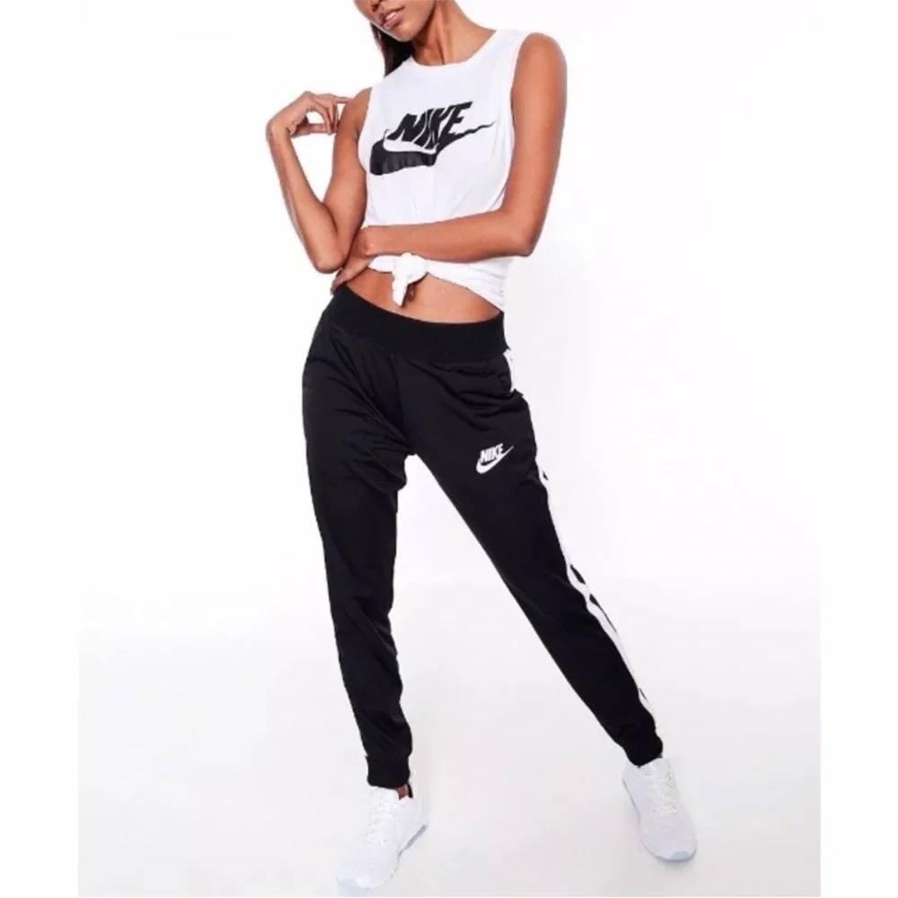 NIKE Sportswear Track Pants Women’s Small Black White Stripe 850452-010